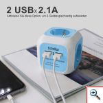 Πολύπριζο 4 Θέσεων με 2 x USB ExtraStar© Extended με Καλώδιο 1,5m & Βάση Στήριξης Λευκό
