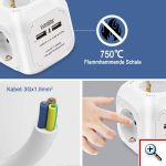 Πολύπριζο 4 Θέσεων με 2 x USB ExtraStar© Extended με Καλώδιο 1,5m & Βάση Στήριξης 