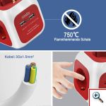 Πολύπριζο 4 Θέσεων με 2 x USB ExtraStar© Extended με Καλώδιο 1,5m & Βάση Στήριξης Λευκό