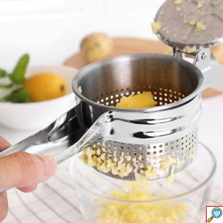 Εργονομική Μεταλλική Ισχυρή Πρέσα Πουρέ για Πατάτες, Φρούτα ή Λαχανικά - Πολτοποιητής / Αποχυμωτής με Μεγάλο Δοχείο 9x9x6,5εκ - Potato Ricer Press Masher