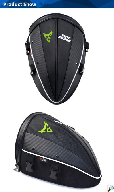 Carbon Σκληρός Σάκος Ουράς 11L Μηχανής / Μοτοσυκλέτας Motocentric & Τσαντάκι Ώμου με Ανακλαστικές Λωρίδες - Πράσινο Σήμα - Tail Bag