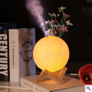 Φωτιστικό Moon Light & Υγραντήρας 15cm με 3 Χρωματισμούς LED Αφής - Led Light Humidifier