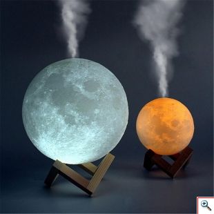Φωτιστικό Moon Light & Υγραντήρας 15cm με 3 Χρωματισμούς LED Αφής - Led Light Humidifier
