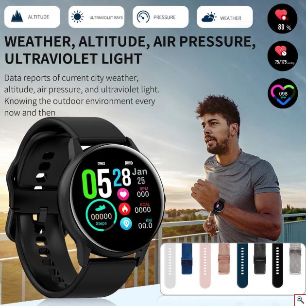 Ορειβατικό & Αθλητικό Αδιάβροχο Ρολόι με Υψομετρητής, Πίεση Αέρα, Καρδιομετρητή, Πιεσόμετρο, Οξύμετρο, Μέτρηση Βημάτων & Ποιότητας Ύπνου - Activity Tracker Smart Watch