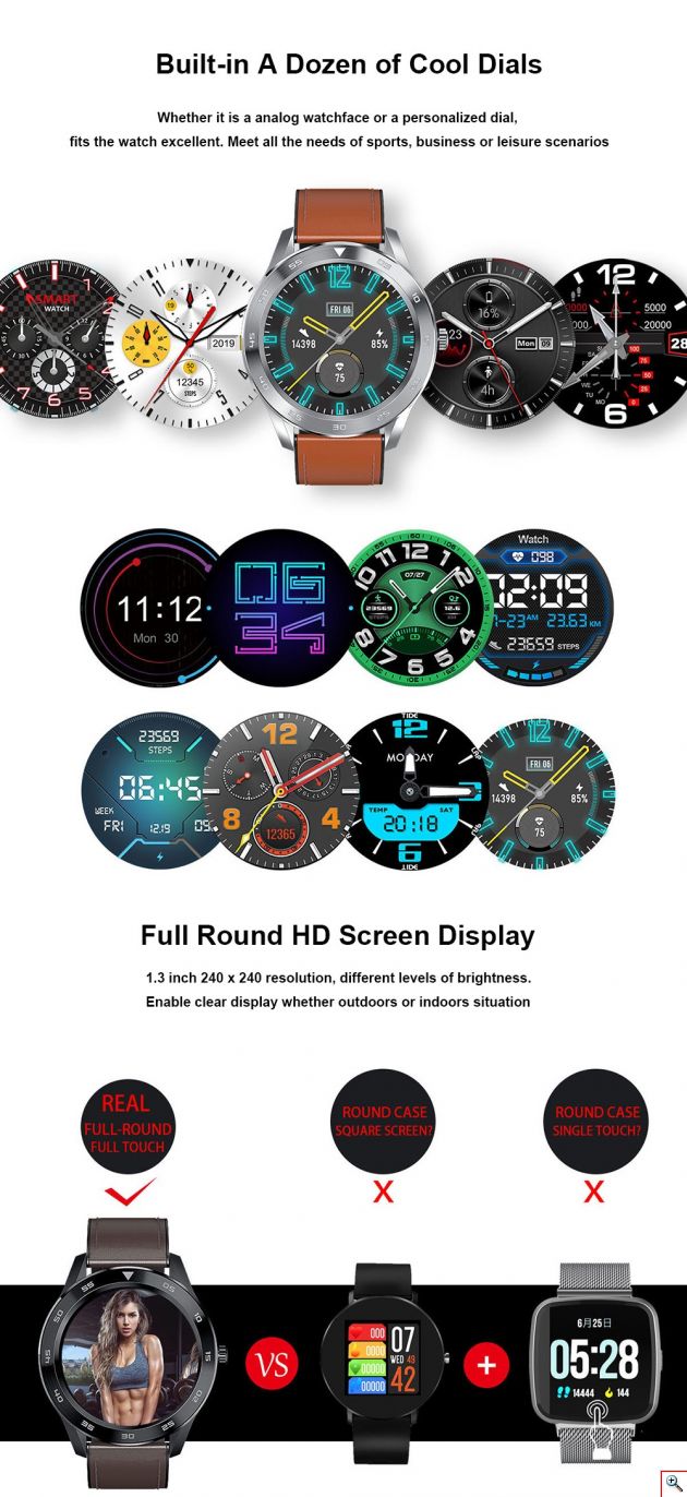 Αδιάβροχο Ρολόι με Παρακολούθηση Υγείας - SmartWatch Bluetooth Fitness Tracker