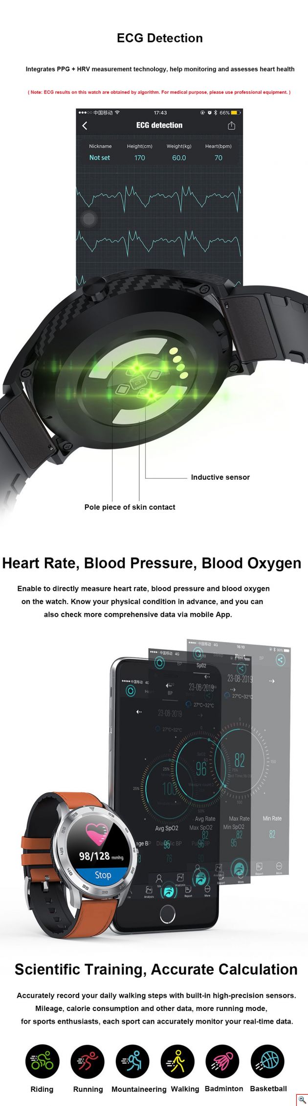 Αδιάβροχο Ρολόι με Παρακολούθηση Υγείας - SmartWatch Bluetooth Fitness Tracker