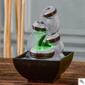 Διακοσμητικό Συντριβάνι Χαλάρωσης με LED Φωτισμό & Τρεχούμενο Νερό 13x12x18cm - Yoga Fountain 