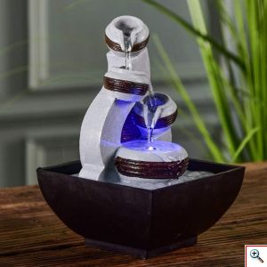 Διακοσμητικό Συντριβάνι Χαλάρωσης με LED Φωτισμό & Τρεχούμενο Νερό 13x12x18cm - Yoga Fountain 