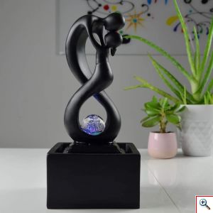 Διακοσμητικό Συντριβάνι με LED Φωτισμό 14x14x31cm Μαύρο - Moderne Amor Fountain 