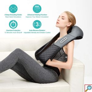 Συσκευή Μασάζ Shiatsu με Χειρολαβές για Αντιμετώπιση Πόνου σε Όλο το Σώμα με 16 Κεφαλες & Θερμότητα - Υπέρυθρη Ακτινοβολία