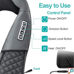 Συσκευή Μασάζ Shiatsu με Χειρολαβές για Αντιμετώπιση Πόνου σε Όλο το Σώμα με 16 Κεφαλες & Θερμότητα - Υπέρυθρη Ακτινοβολία