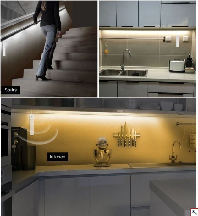 Ταινία LED με Ανιχνευτή Κίνησης 1.2m Μπλε - Λειτουργεί με Μπαταρίες - Blue Led Digital Bed Lighting