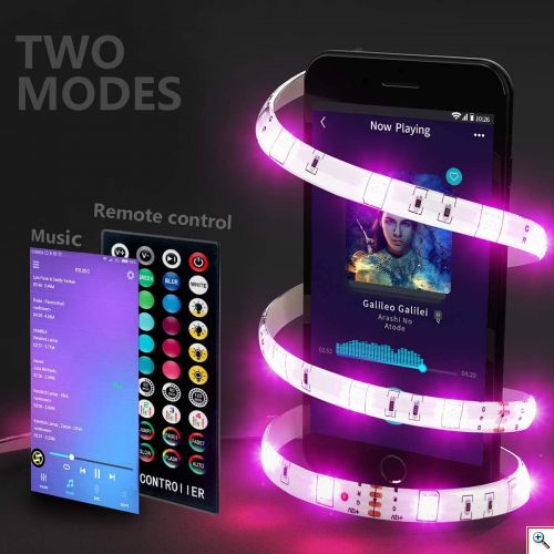 Αδιάβροχη Ταινία LED 10m (2x5m) RGB που Παίζει με την Μουσική - Φωτορυθμικό SMD5050 220V 30LED/2.4W/m & Ασύρματο Χειριστήριο - Αυτοκόλλητος Ατμοσφαιρικός Φωτισμός Εσωτερικού Χώρου