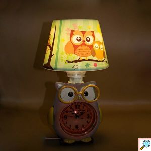 Παιδικό Επιτραπέζιο Φωτιστικό με Καπέλο – Πορτατίφ με Ρολόι και Σχέδιο Κουκουβάγια με Γυαλιά Ε14 