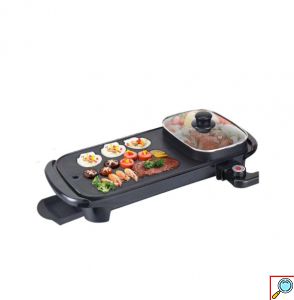 Αντικολλητικό Teppanyaki- Πλάκα Ψησίματος με Ρυθμιζόμενο Θερμοστάτη και Καπάκι Sokany 1600W 39εκ