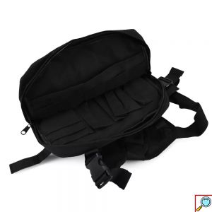 Επιχειρησιακό Τσαντάκι Στήθους 3L με Εσωτερικές Θήκες, Ραμμένους Ιμάντες και Λωρίδες Velcro 30εκ. Μαύρο