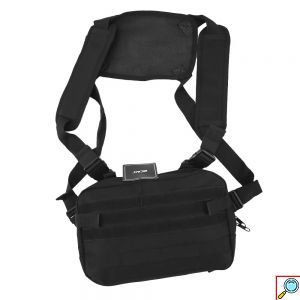 Επιχειρησιακό Τσαντάκι Στήθους 3L με Εσωτερικές Θήκες, Ραμμένους Ιμάντες και Λωρίδες Velcro 30εκ. Μαύρο