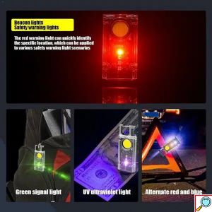 LED Πολυλειτουργικός Επαναφορτιζόμενος Mini Φακός με 8 Λειτουργίες Φωτισμού, Γάντζο και Μαγνήτη Κόκκινος 