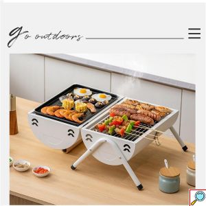 Φορητή Ψησταριά Με Κάρβουνα Με Καπάκι Λευκή 38x25cm