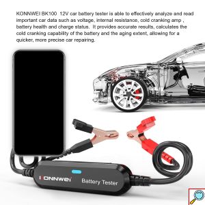 Αναλογικό Διαγνωστικό Μπαταριών - Automotive Battery Tester με Κροκοδειλάκια και Bluetooth για iOS ή Android Konnwei