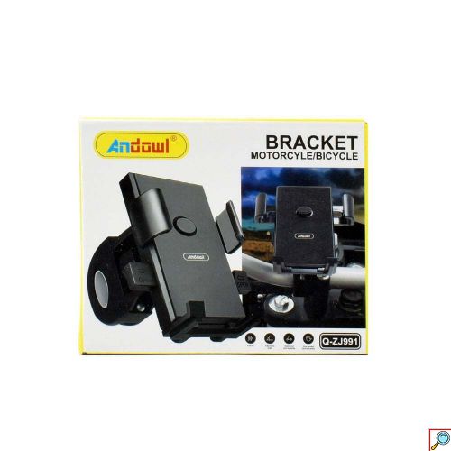 Ρυθμιζόμενη Βάση Κινητού 5 έως 6.5″ 360º για Μηχανές και Ποδήλατα Andowl– Μαύρο 