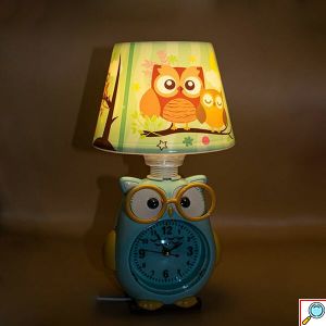Παιδικό Επιτραπέζιο Φωτιστικό με Καπέλο – Πορτατίφ με Ρολόι και Σχέδιο Κουκουβάγια με Γυαλιά Ε14 