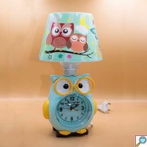 Παιδικό Επιτραπέζιο Φωτιστικό με Καπέλο – Πορτατίφ με Ρολόι και Σχέδιο Κουκουβάγια με Γυαλιά Ε14 