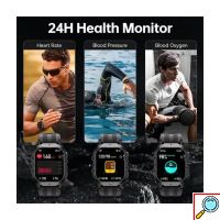 Bluetooth Smartwatch –Αδιάβροχο Ρολόι με Έγχρωμη Οθόνης Αφής Οξύμετρο Βηματομετρητή Θερμιδομετρητή Πιεσόμετρο Παρακολούθηση Ύπνου– Oukitel Μπλέ BT20