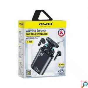 Awei T70 Ασύρματα Ακουστικά Bluetooth 5.3 με Αντοχή στον Ιδρώτα και Θήκη Φόρτισης Μαύρα 