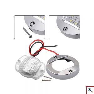 Στρογγυλό Αδιάβροχο Φωτιστικό LED 12V για Σκάφη με Λευκό Φωτισμό R2Q8 - Ασημί