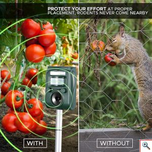 Αδιάβροχο Ηλιακό Απωθητικό 5 Προγραμμάτων Τρωκτικών, Σκύλων, Αλεπούδων, Πουλιών με Αισθητήρα Κίνησης, Φλας Φωτισμό Απώθησης, Ρυθμιζόμενα Προγράμματα & Ευαισθησία - Εντομοαπωθητικό Εξωτερικού Χώρου Κήπου