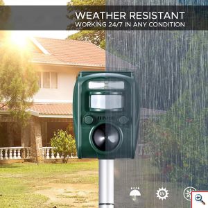 Αδιάβροχο Ηλιακό Απωθητικό 5 Προγραμμάτων Τρωκτικών, Σκύλων, Αλεπούδων, Πουλιών με Αισθητήρα Κίνησης, Φλας Φωτισμό Απώθησης, Ρυθμιζόμενα Προγράμματα & Ευαισθησία - Εντομοαπωθητικό Εξωτερικού Χώρου Κήπου