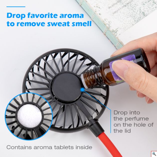 Επαναφορτιζόμενος Ανεμιστήρας με Led, Κλιπ και Αρωματοθεραπεία