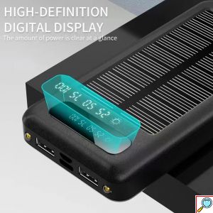 Awei Ηλιακά Επαναφορτιζόμενο Power Bank - Μπαταρία Φορτιστής 10000mAh με Διπλό LED Φακό, LED Ένδειξη Μπαταρίας, 2 Θύρες USB & 3 Καλώδια Φόρτισης