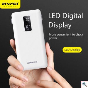 Φορητή Εξωτερική Μπαταρία - Awei Adaptive Charge Power Bank 10000 mAh Μαύρο