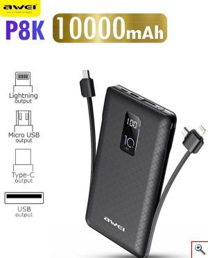 Φορητή Εξωτερική Μπαταρία - Awei Adaptive Charge Power Bank 10000 mAh Μαύρο