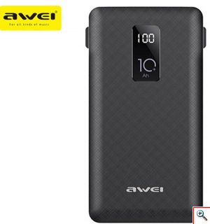 Φορητή Εξωτερική Μπαταρία - Awei Adaptive Charge Power Bank 10000 mAh Μαύρο
