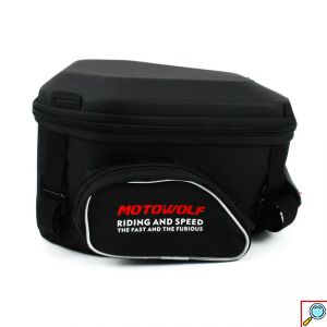 Τσάντα Ρεζερβουάρ Μοτοσικλέτας 10L με Αδιάβροχη Θήκη Κινητού Motowolf Μαύρο