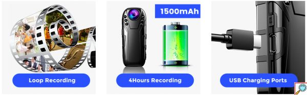 Mini Κρυφή Κάμερα με Κλιπ 1080p, Υπέρυθρη Νυχτερινή Λήψη & Ευρυγώνιο Φακό 125° - Compact Camera