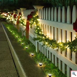Επιδαπέδια Διακοσμητικά Ηλιακά Λαμπιόνια LED Λευκού Φωτισμού 5000Κ Αδιάβροχα με Βάση για Χώμα Μαύρα 10τμχ 47091