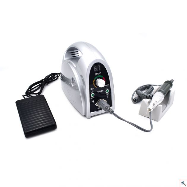 Επαγγελματικός Ηλεκτρικός Τροχός 65w 35.000RPM Μανικιούρ Πεντικιούρ με Πεντάλ - Portable Glazing Machine Ασημί