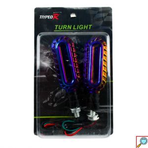 Σετ 2τμχ Φλας LED Μοτοσυκλέτας 12V 10mm με Διπλό Φωτισμό - Κόκκινο / Πορτοκαλί