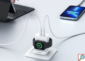 Πολυλειτουργικός Φορτιστής 3 σε 1 με Ασύρματη Φόρτιση, Θύρα USB-A & Θύρα USB-C 20W Power Delivery Panel Λευκός