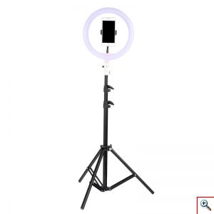 Επαγγελματικό Φωτογραφικό Φωτιστικό Δαχτυλίδι Ring Lamp Light LED USB 25,5cm με 3 Χρώματα Φωτισμού, Dimmer, Μεγάλο Τρίποδο & Βάση για Κάμερα ή Κινητό