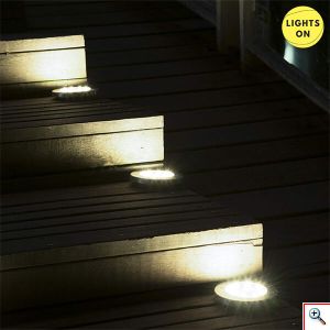 Σετ Ηλιακό Καρφωτό - Χωνευτό Φωτιστικό με 8 LED Κήπου με Αισθητήρα Φωτός - 4 Τεμάχια
