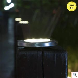 Σετ Ηλιακό Καρφωτό - Χωνευτό Φωτιστικό με 8 LED Κήπου με Αισθητήρα Φωτός - 4 Τεμάχια