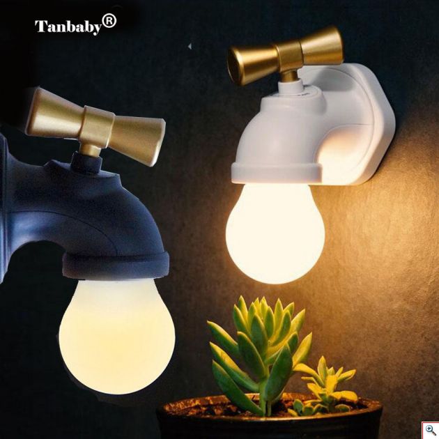 Mini LED Νυχτερινός Φωτισμός Τοίχου USB Επαναφορτιζόμενο σε Σχήμα Βρύσης