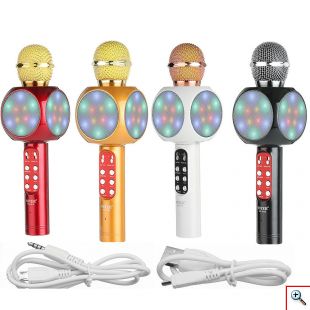 Ασύρματο Bluetooth Mικρόφωνο KARAOKE Hχείο Mp3 Player - WSTER Wireless Microphone Speaker Άσπρο