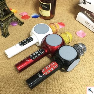 Ασύρματο Bluetooth Mικρόφωνο KARAOKE Hχείο Mp3 Player - WSTER Wireless Microphone Speaker Άσπρο