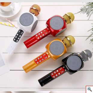 Ασύρματο Bluetooth Mικρόφωνο KARAOKE Hχείο Mp3 Player - WSTER Wireless Microphone Speaker Άσπρο